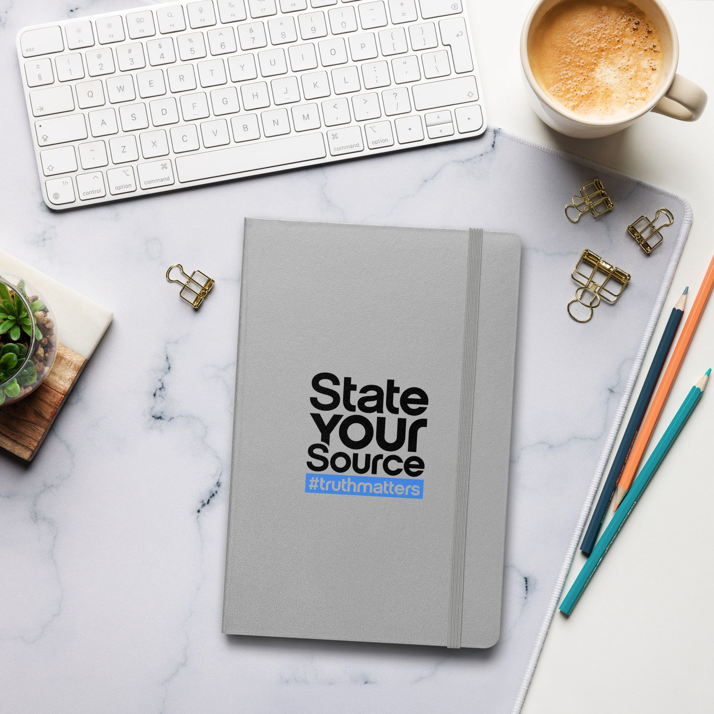 State Your Source-Hardcover Bound Notebook- BLUE